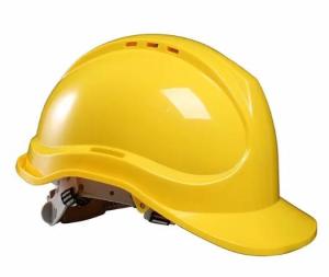 China Head Ventilized Hard Hats EN397 Yellow Hard Hat PE Or ABS Material on sale