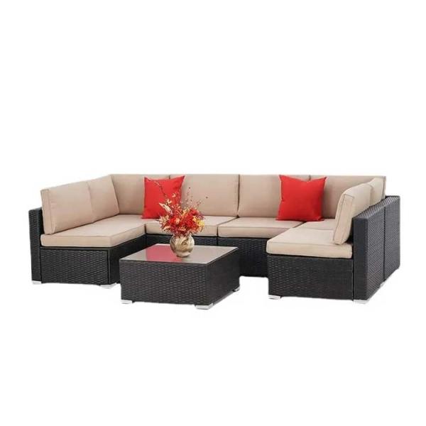 Quality U Shape Patio Couch Sofa Polyester Fabric Moisture Proof Outdoor Sofa Set for sale