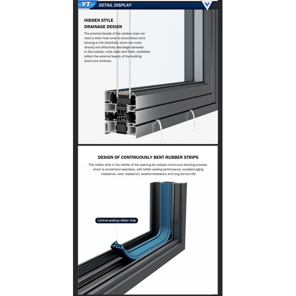 Aluminum Alloy Casement Window Doors Double-layer Tempered Glass Low Maintenance Modern Design for Bedroom Bathroom-5+ Year