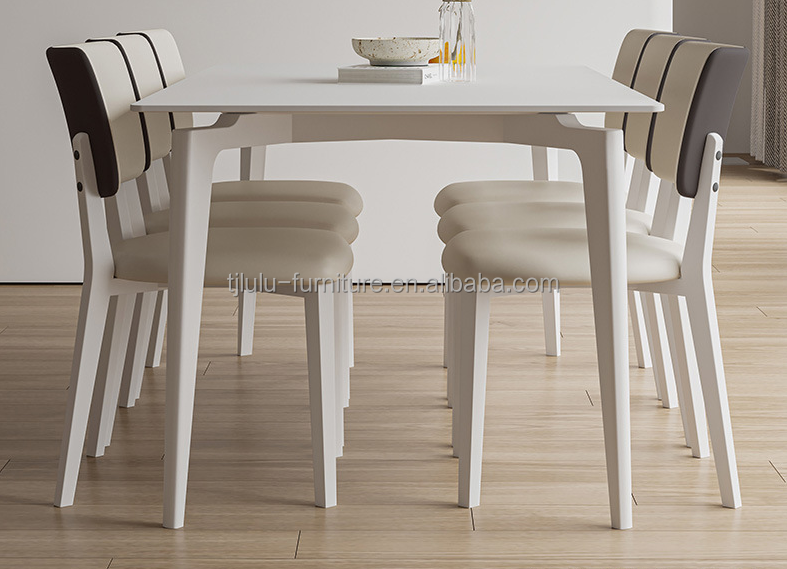 Hotel Dining Chairs W47*D48*H86CM Morden Nordic PU Leather Wood Chair for Dining Room Furniture Upholstered