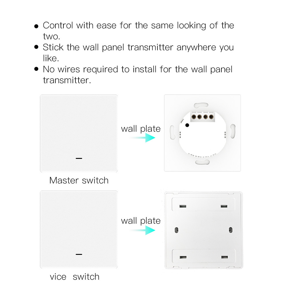 1 2 3 4 Gang Smart Light Push Button Switch With Remote Tuya Remote Control Home Wall Light Switch