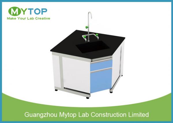 Quality Steel And Wood Modern Lab Furniture Conner Lab Desk With PP Sink And Water Tap for sale