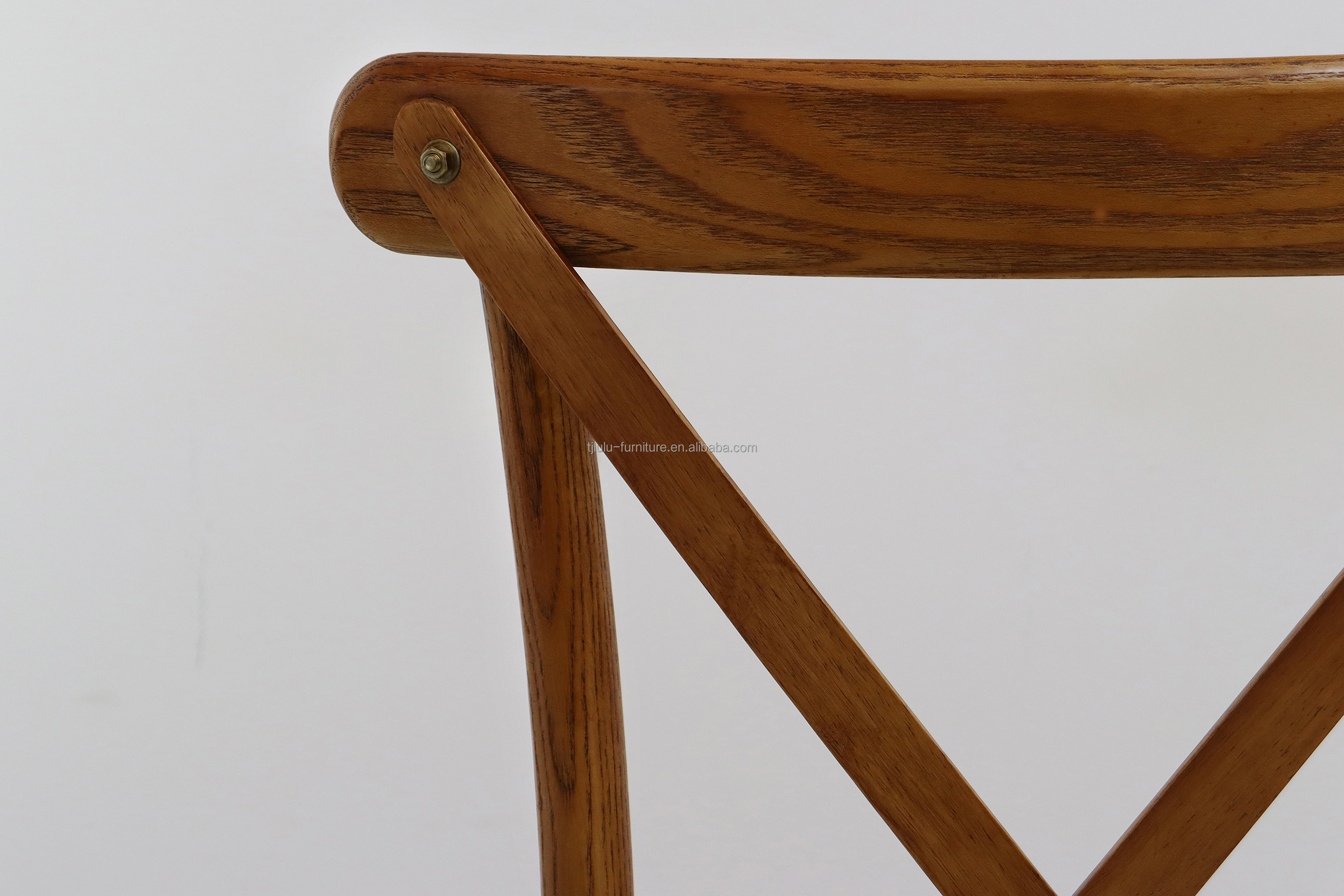 Folded Nordic Modern Rattan Cross Back Solid Wood Wedding Wooden Chair for Banquet Y Mail Packing
