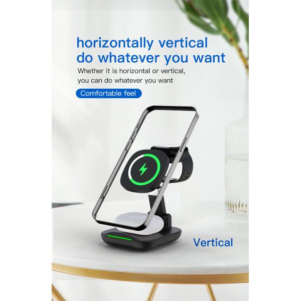 15W Foldable Wireless Charging Fast Charging ABS 3 In 1 Fast Charging Station