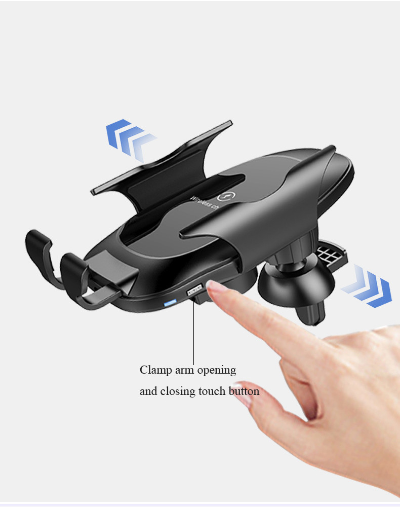 10W Fast Charging Qi Car Wireless Phone Charger Automatic Clamping