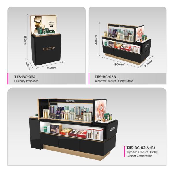 Branded Skincare Shop Fitting Imported Product Display Stand with Light-box for Beauty Shop Decoration and Retail Store Design