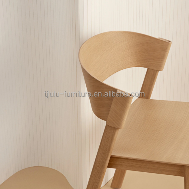 OEM Service Accepted Modern Nordic Dining Room Antique Curved Solid Wood Stackable Chair Fully Assembled with and OEM