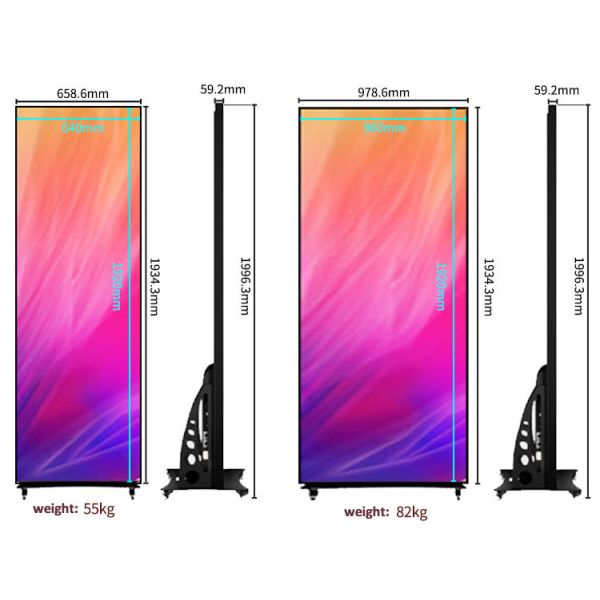 Customized Vertical Floor Stand Advertising Folding LED Mirror Display Poster Screen