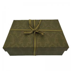 China Dark Green Luxury Gift Box Packaging Gift Paper Box E Commerce With Tie on sale