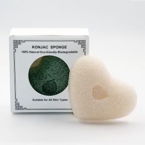 Buy cheap 100% Natural Reusable Facial Konjac Sponge Off White Heart Shaped Bath Sponges product