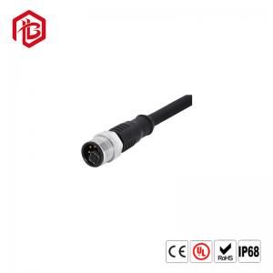 China M12 Moulded Cable Connector Waterproof Right Angled Male / Female Plastic Jack on sale