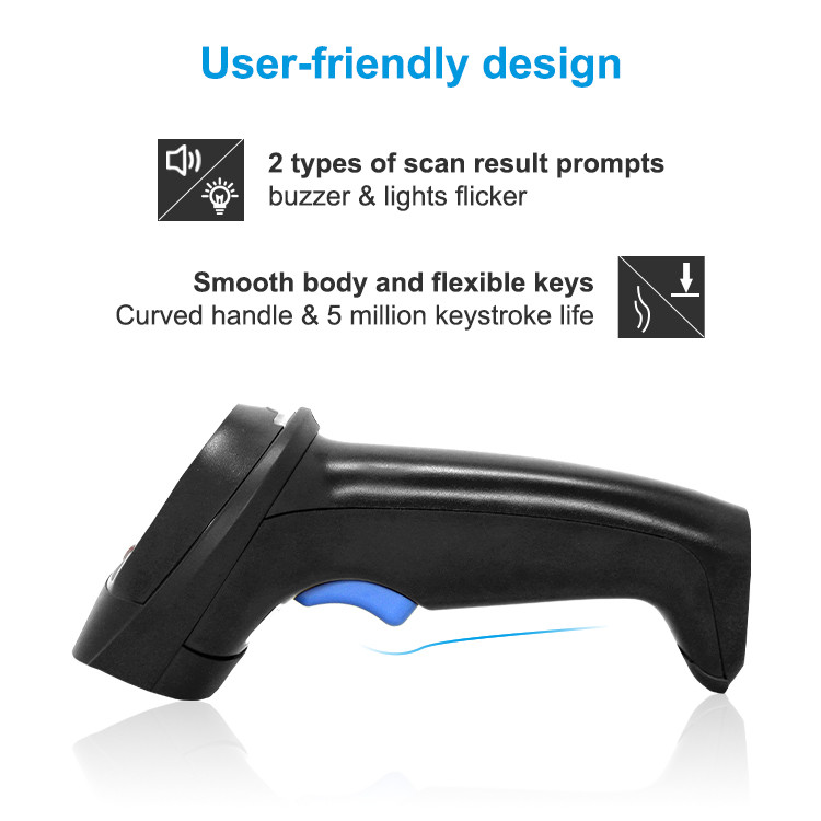 Handheld 2D Barcode Scanner Wired Gun USB 1D QR Code Reader With Stand