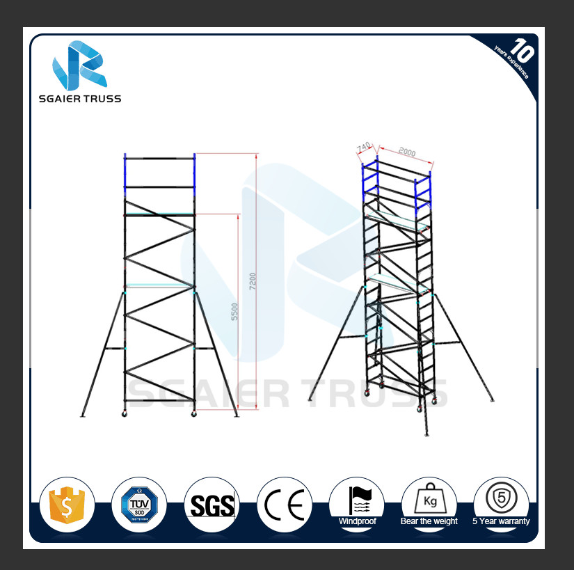 H Frame Platform Aluminium Mobile Scaffold Stable Performance Easy To Carry