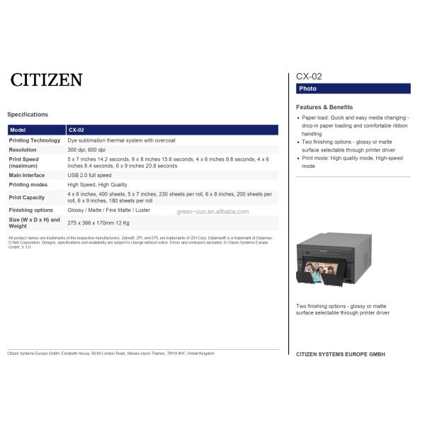 CX-02S Compact High Definition Thermal Transfer Embedded Digital Photo Printer for Prints