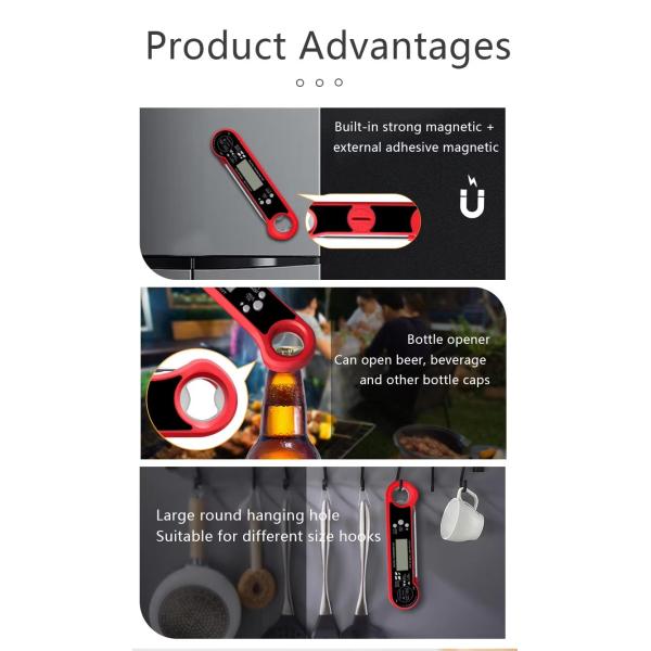 DTH-186 New Design -50 To 300℃ Instant Read Digital Meat Thermometer For Cooking Digital LCD Screen Food Thermometer