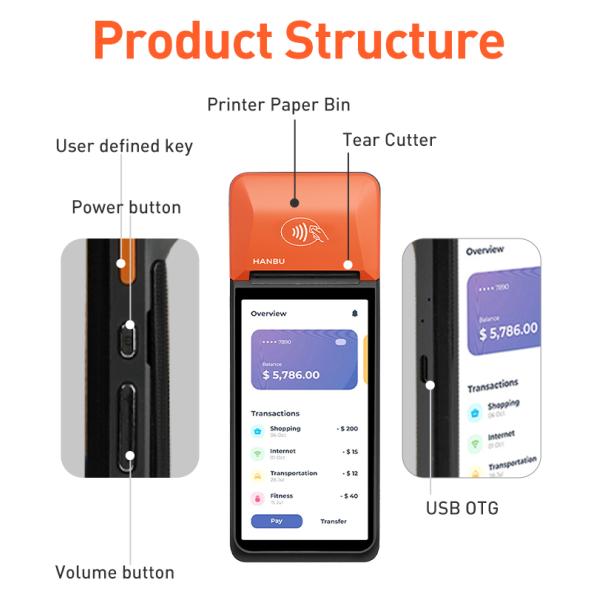 Hanbu Handheld POS Terminal 6 Inch Android 13 4GB RAM 64GB SSD