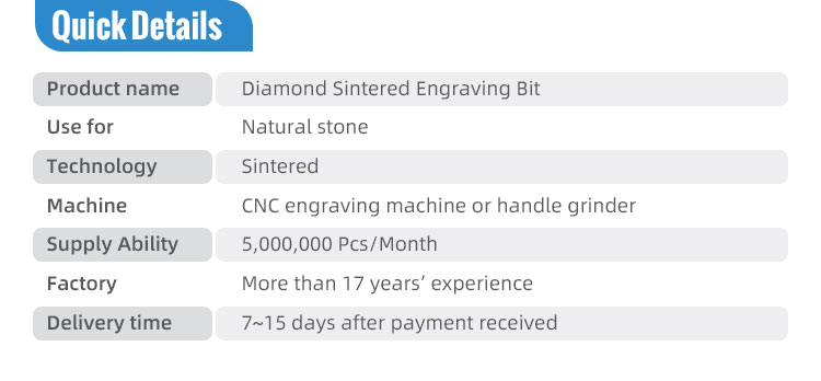 CNC Machines 60mm Sintered Diamond Engraving Bit for Long-Lasting Hard Stone Milling