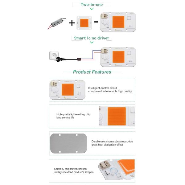 Solderless 20w AC COB LED Chip 1400k 3000k Matrix For Floodlight