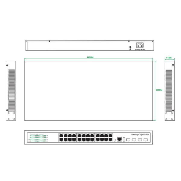 10G Manageable Switch 24 Port Gigabit Copper Ring ERPS Managed 1G/2.5G Fiber