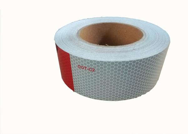 Quality Safety Single Sided Dot C2 Reflective Tape , Vehicle Red White Conspicuity Tape for sale