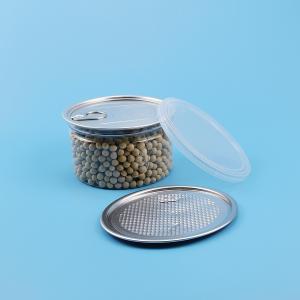 China FDA Peel Off Lid Cylinder 0.5L PET Leak Proof Plastic Jars on sale