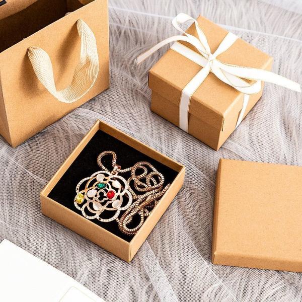 Deluxe Style Rigid Black Cardboard Necklace Packaging Paper Box