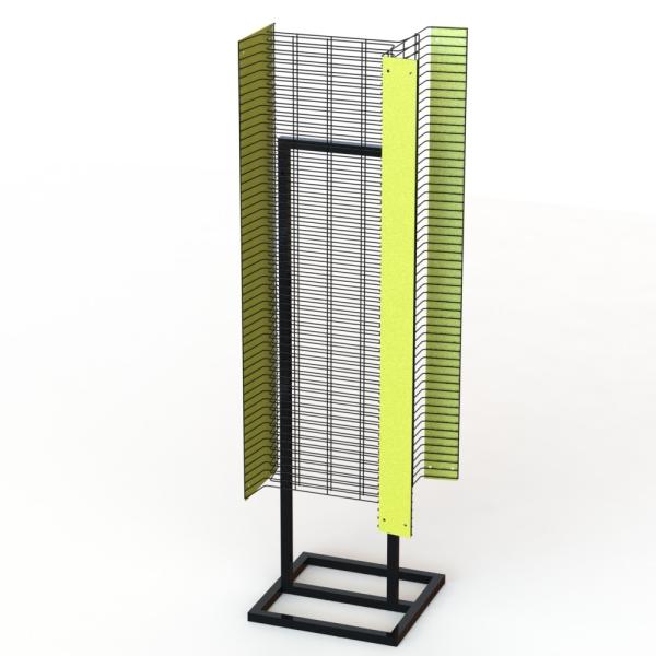 Quality Powder Wings Fixture Metal Floor Display Stands With Tube Base 1" Wire Grid Wall for sale