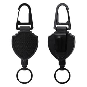China Deyi Badge Reel Heavy Duty Badge Holder Retractable Gear Retractable Cord Black Metal Color on sale