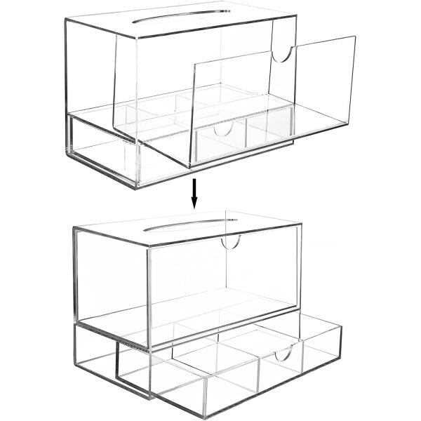 Stackable Acrylic Boxes Containers Countertop Bins Tissue Bathroom Drawer Cosmetic 9.3x5x6.3inches