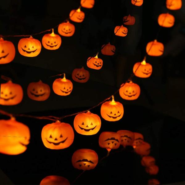 Halloween Party String Lights Pumpkin Decorative Festive Lights Battery Operated LED with Remote Home Party Mantle Fireplace