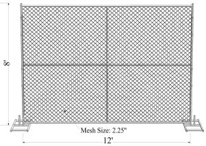 temporary chain link fence for sale 8'x12'
