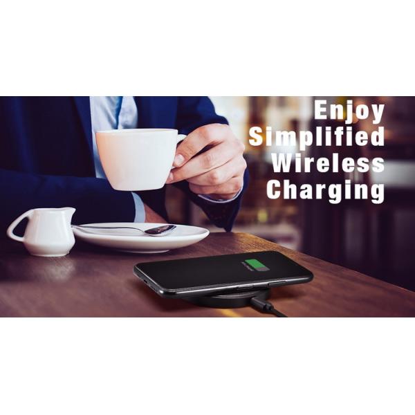 PU Fabric Texture 12V 2A Qi Wireless Charging Pad 15W Quick Charge