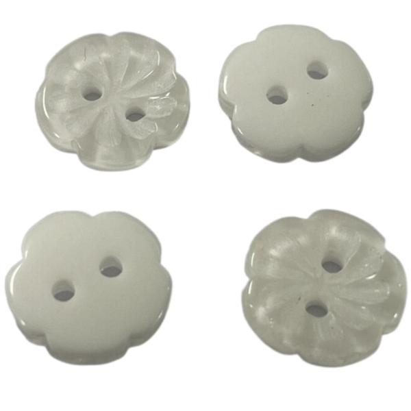 Quality Pearl Effect Plastic Flower Buttons With Chalk Back Off White Color In 16L For Sewing for sale