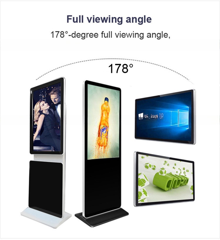 ceiling roof mount double screens 55" inch wireless WIFI network totem LCD display for commercial AD POP screen Window signage
