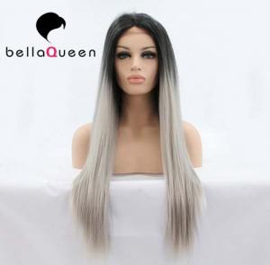 Buy cheap Ombre Color 1b / Sliver Heat Resistant Human Hair Lace Front Wigs Girl use product