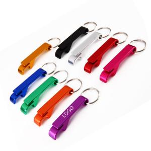 China Multi-functional dazzle bottle opener portable key chain 65*12mm aluminium alloy logo customized on sale