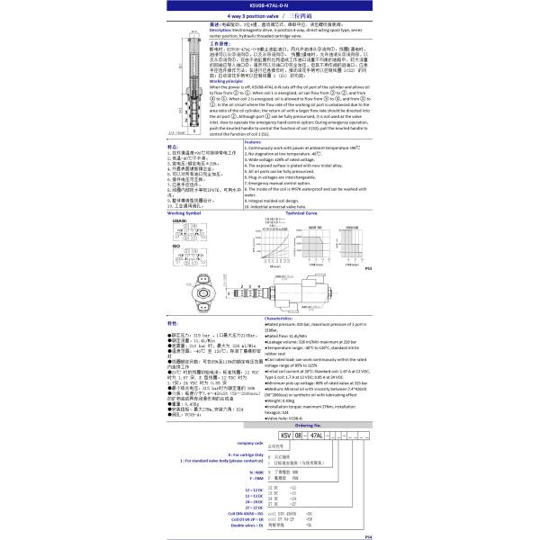 24V / 13V / 37V Cartridge Solenoid Valve On Off Control Valve 4 Way 3 Position