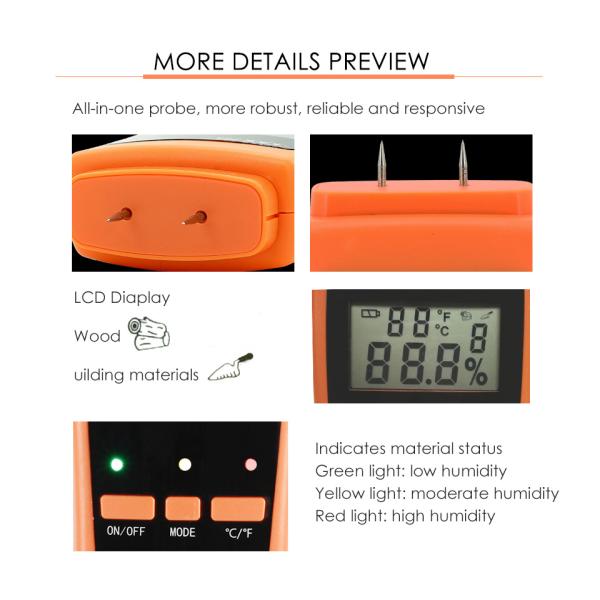 VICTOR 2GA Digital Wood Moisture Meter Handheld Humidity Meter