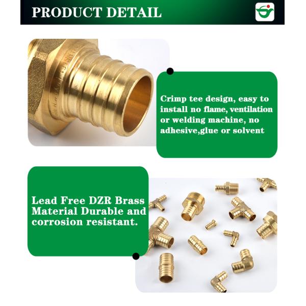 Lightweight 3/4" Copper Pex 90 Degree Elbow Pex Barb Fitting