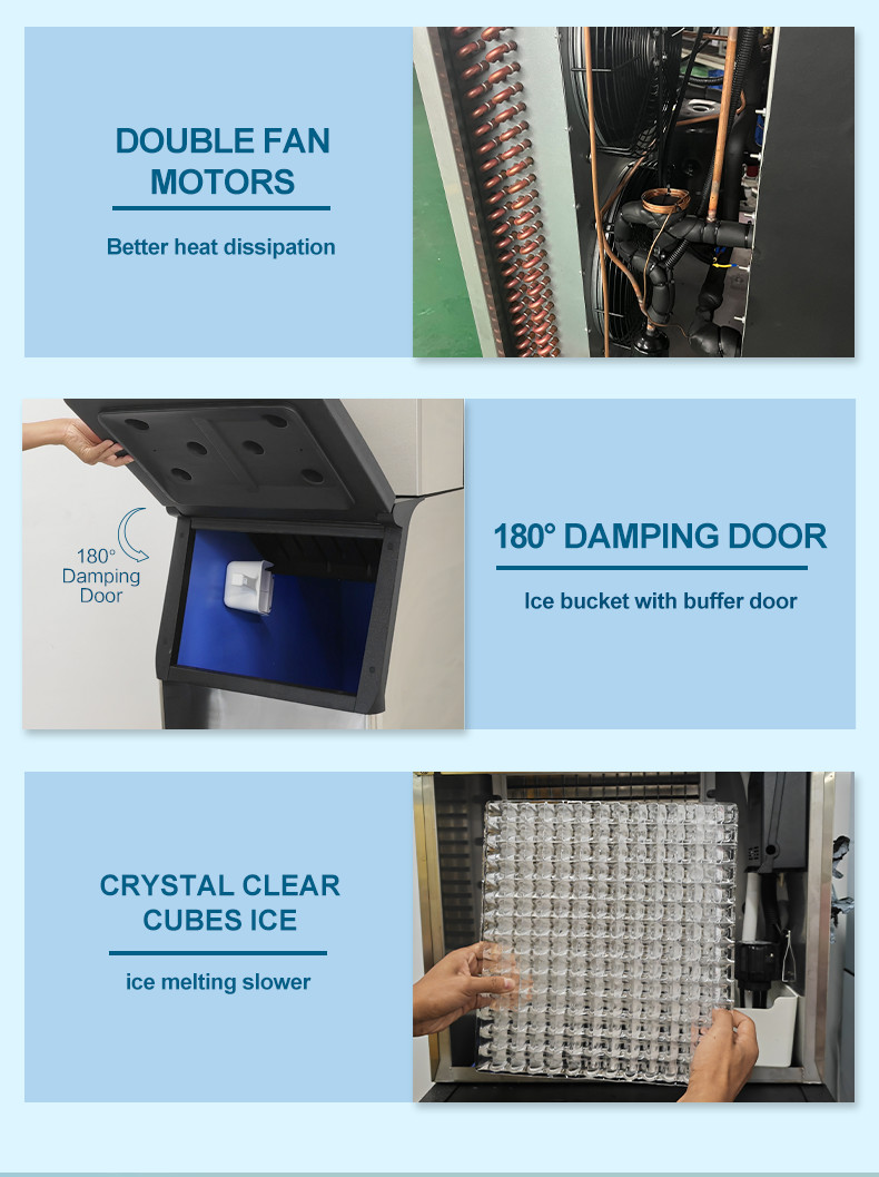 Ice Cube Maker 200KG/24H Machine Full-Automatic Ice Bin Maker