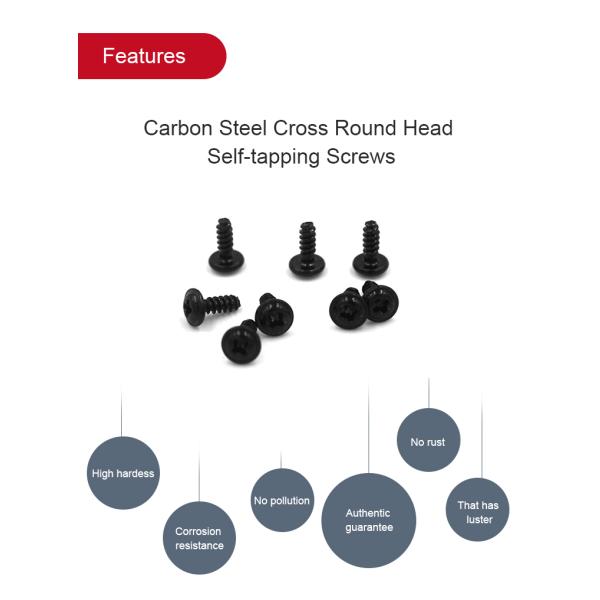 Metric Black Zinc Steel 8.8 Grade Cross Pan Washer Head Self Tapping Screw for Plastic