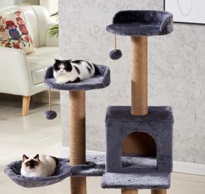 China Wood Cat House Scratcher Black Cat Scratching Pole Tower Customized on sale