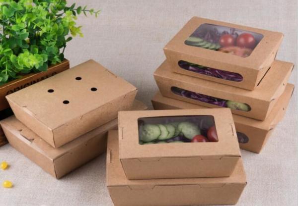 Quality Rectangular Disposable Kraft Paper Lunch Box ， 1450ml popcorn chicken boxx for sale