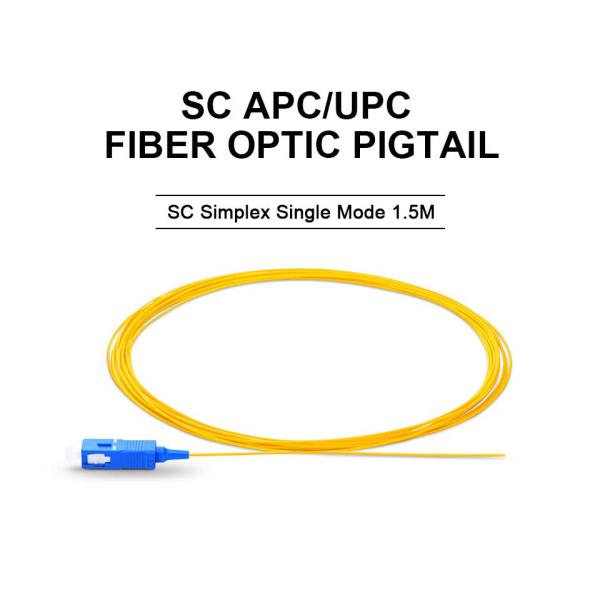 0.9mm 2mm 3mm Fiber Optic Pigtails LC SC ST FC PC UPC APC Simplex Singlemode Pigtail