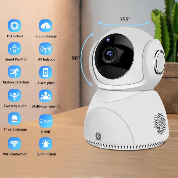Mini indoor WIFI PT 5MP wireless onvif 128G TF card slot cloud storage home security network 3MP wifi camera