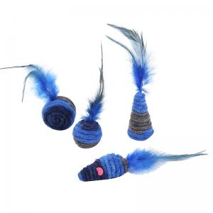 Buy cheap Self Excited Cat Pet Toys Dark Blue Feather Mouse Cat Toy Anti Depression product