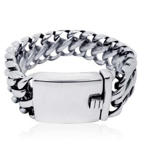 China Men's Titanium Stainless Steel Wide Link Chain Bracelet (CE329) on sale