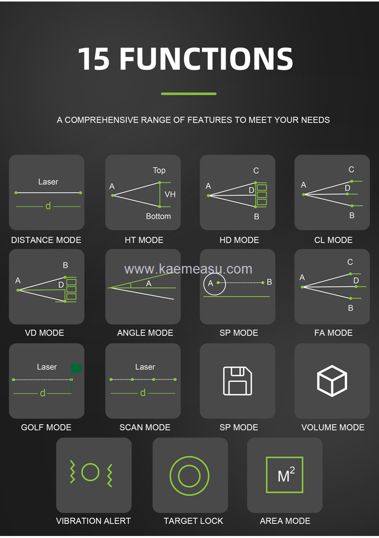 kaemeasu Rechargeable Laser Rangefinder Voice Golf Range Finder LCD Display Telescope With Side Screen J1200
