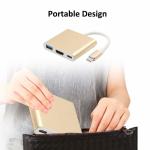Aluminum 3 in 1 USB C Hub Adapter to 4K USB 3.0 Thunderbolt 3 Port Type C Hub