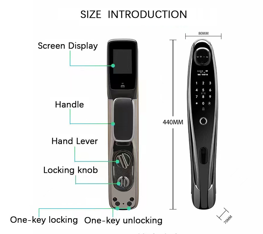Face Recognition Tuya App Smart Fingerprint Door Lock Aluminium Alloy